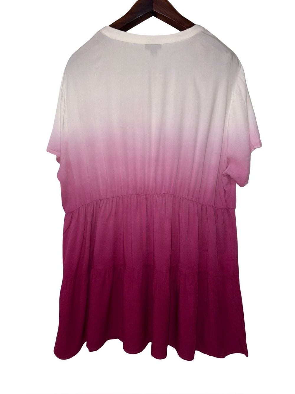 Torrid Size 1 Pink Ombre Tiered Babydoll Tunic Top 1X Rayon Boho - Picture 2 of 10